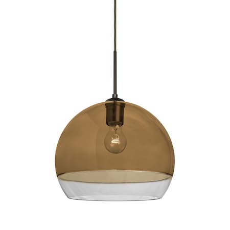 Besa Lighting Ally 12 Cord Pendant, Amber/Clear, Bronze Finish, 1x60W Incandescent 1JT-ALLY12AM-BR